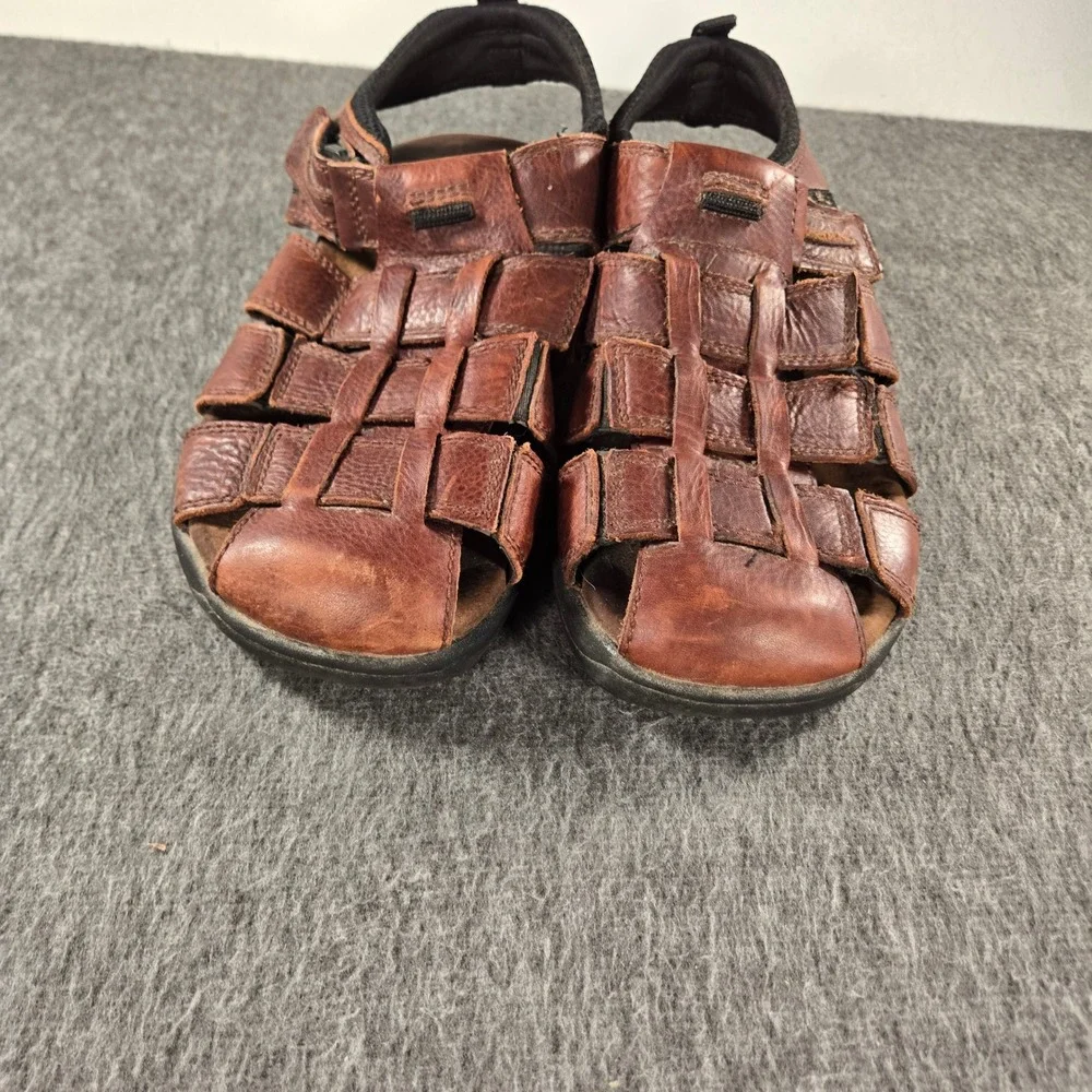 Thom McAn Vintage Fisherman Sandals Mens 10 Brown Leather Jesus Shoes Strappy